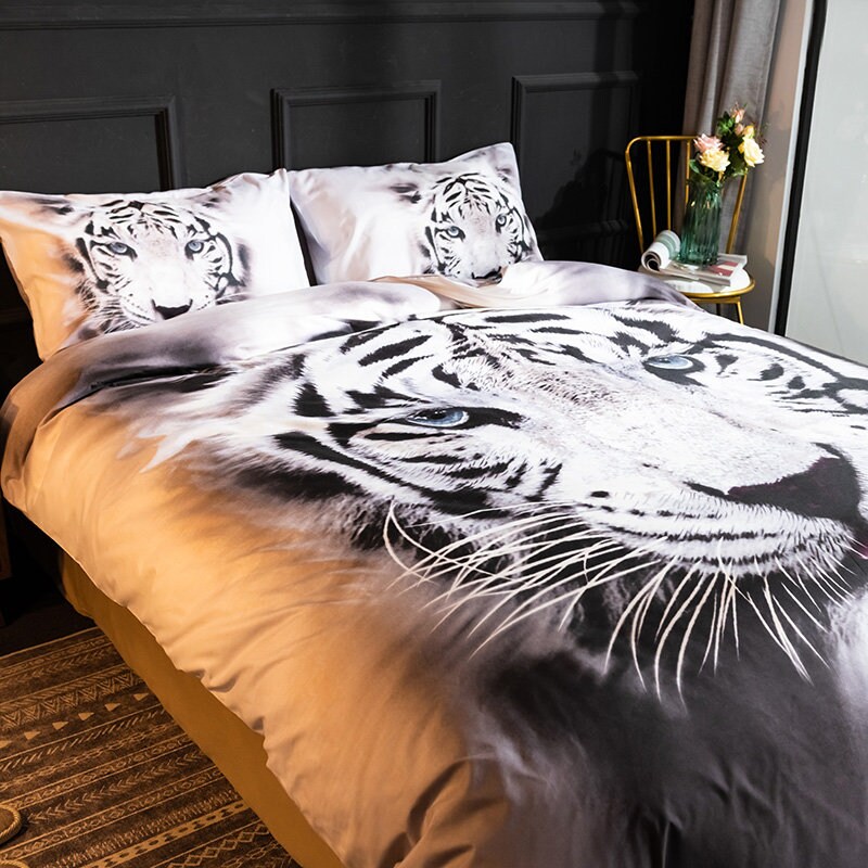 White Tiger Bedding Set Twin Full Queen King Size 3D Animal Etsy