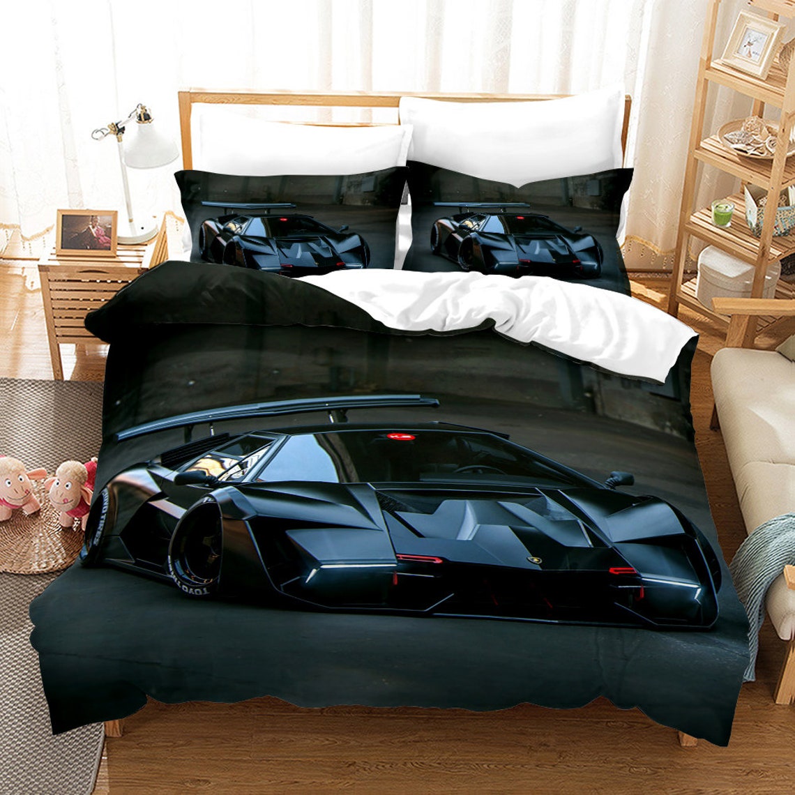 Sports Car Duvet Cover Set King Dark Blue Cool Speed Racing Etsy