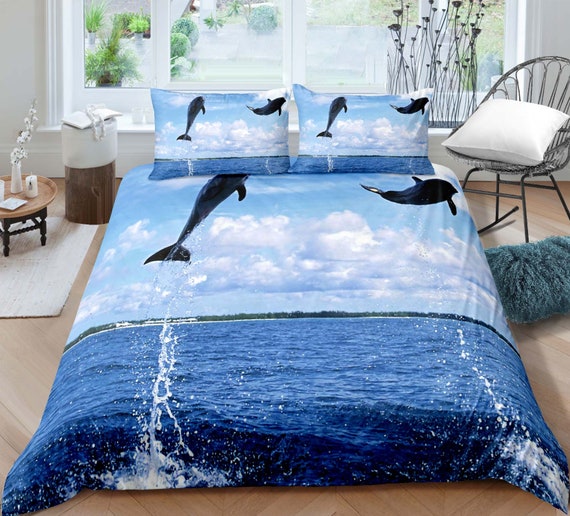 Dolphins Duvet Cover Soft Comforter Set 