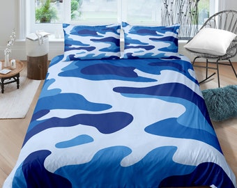 blue camo twin comforter set