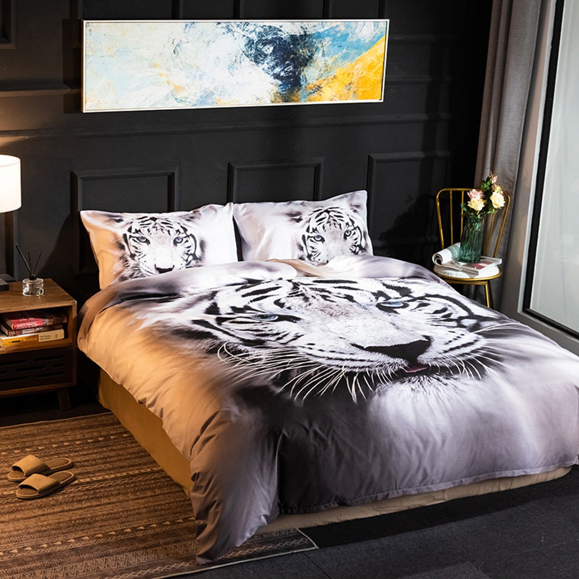 White Tiger Bedding Set Twin Full Queen King Size 3D Animal Etsy