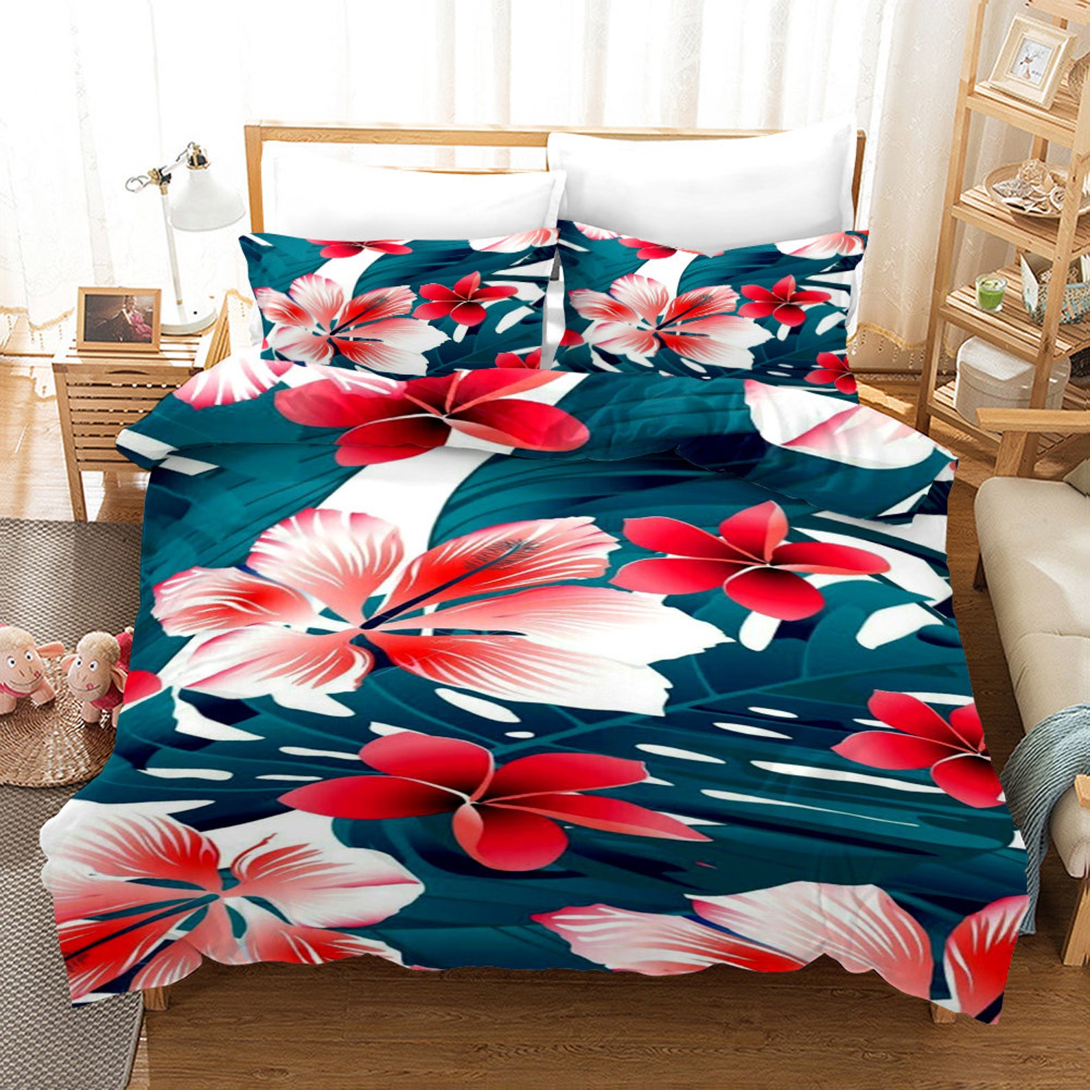 Quilt Cover Flower Duvet Cover Set Full Queen Ultra Soft Etsy UK