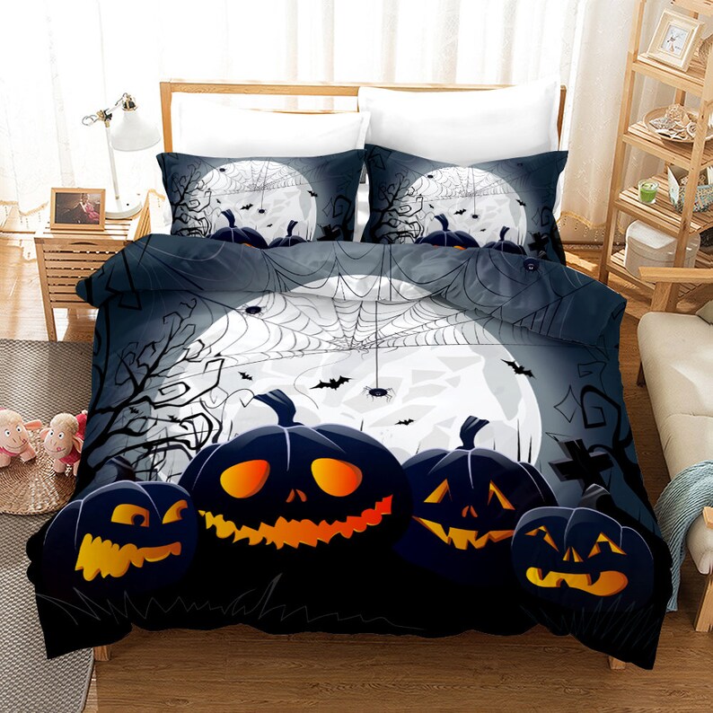 Magnificent Happy Halloween Cotton Microfiber 3pc 90x90 Bedding Quilt Duvet Cover Sets 2 Pillow Cases Queen Size Magnificent Happy Halloween Cotton Microfiber 3pc 90x90 Bedding Quilt Duvet Cover Sets 2 Pillow Cases Queen Size