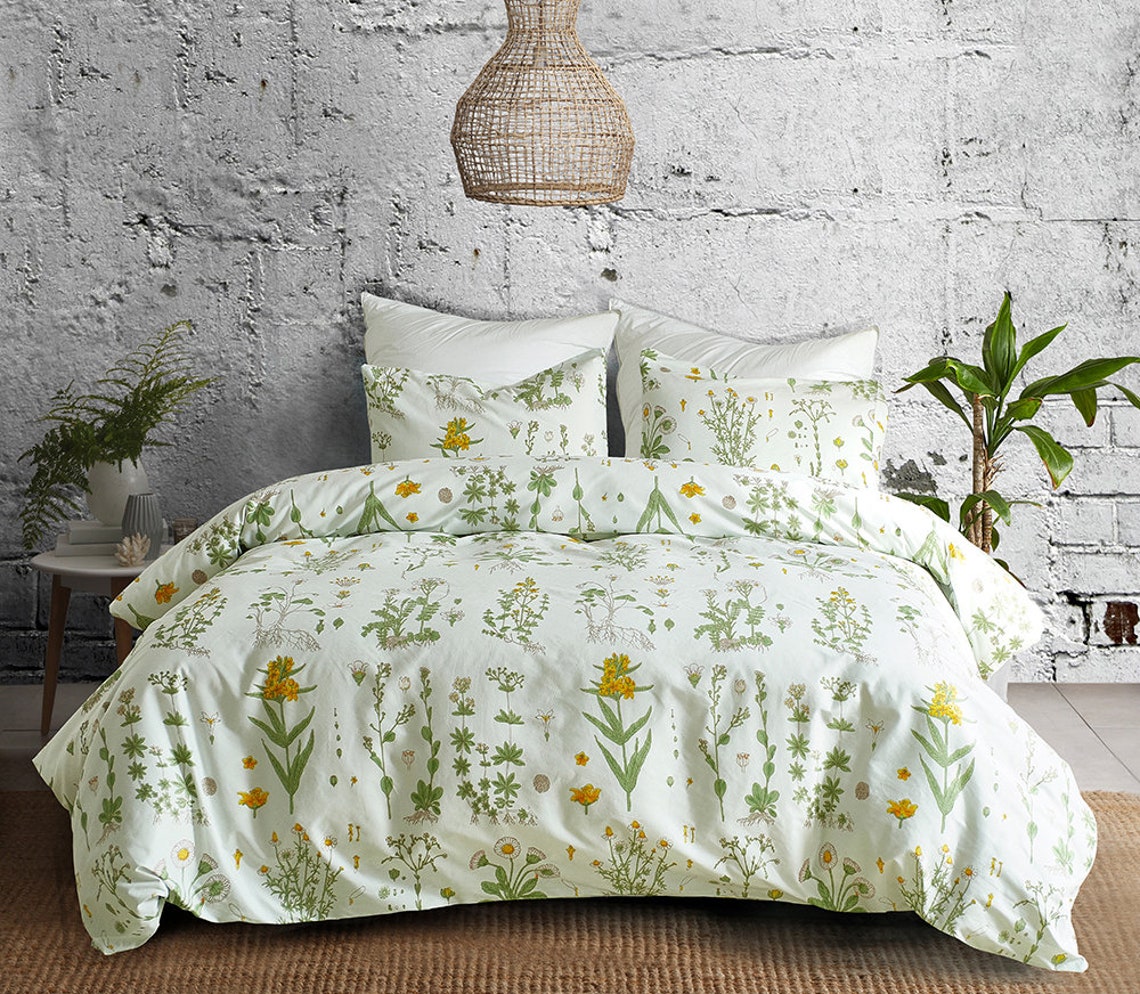 Botanical Duvet Cover Set 3pc1 Duvet Cover 2Pillowcases Etsy