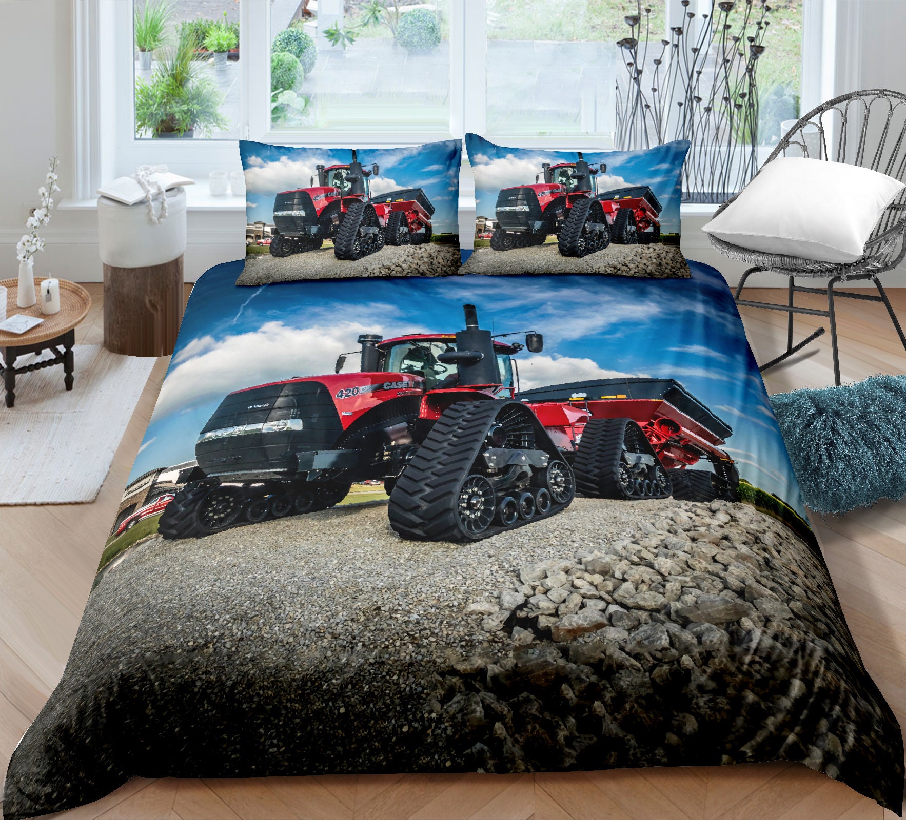 Kids Excavator Comforter Cover Tractor Truck Bedding Set Twin Etsy