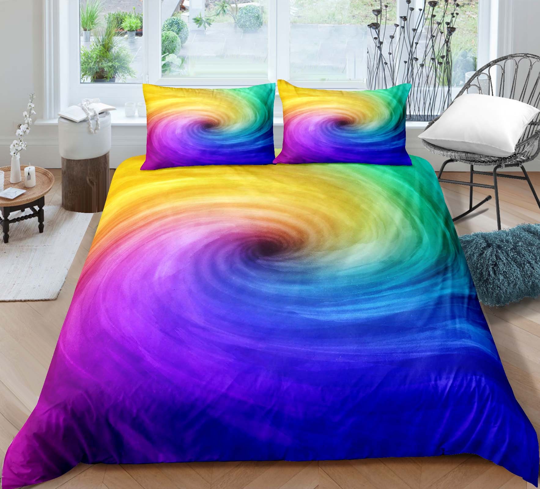 Tie Dye Duvet Cover Set Rainbow Bedding Set Vibrant Color Etsy