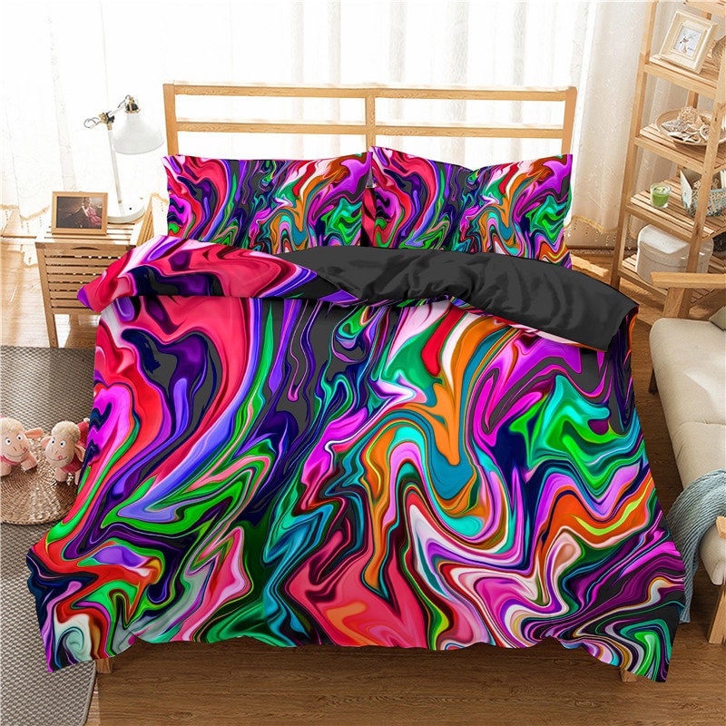 Tie Dye Duvet Cover Fullmarble Bedding Set Girlstrippy Etsy UK
