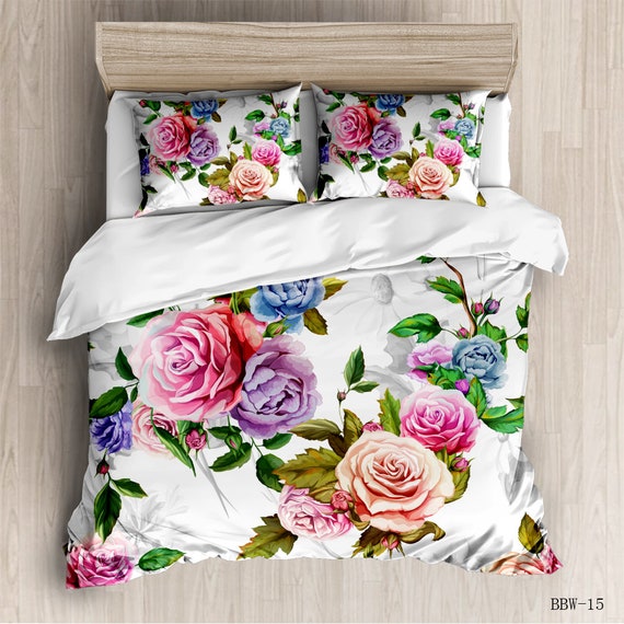 Quilt Cover Flowers King Size Bedding Sets Bedspread Set 3 - Etsy