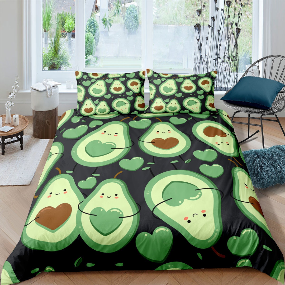 Graan spion insluiten 3piece cartoon afgedrukte groene avocado beddengoed set - Etsy België