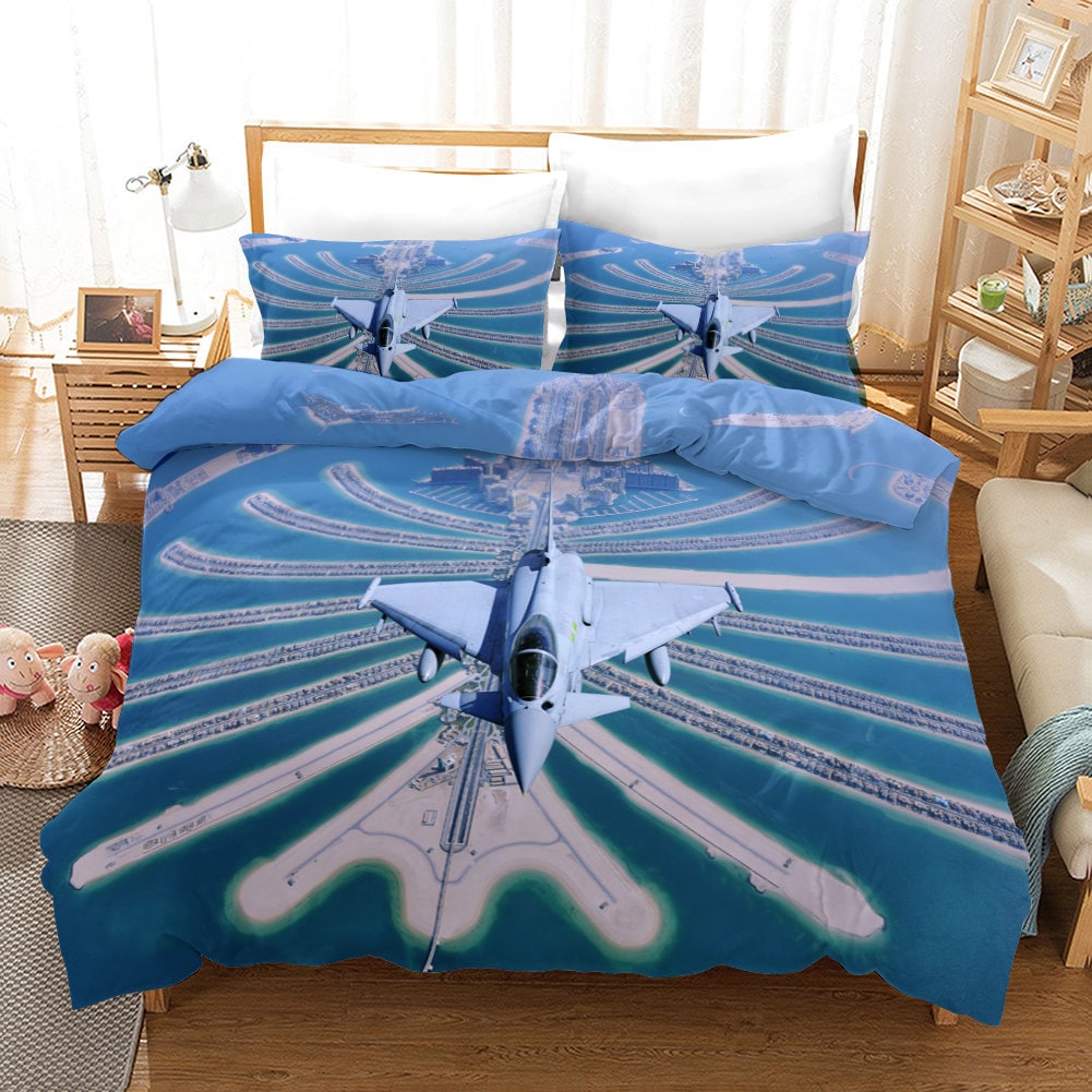 3 Piece Duvet Cover Set Fighter Jet Aircraft Military Warplane Etsy