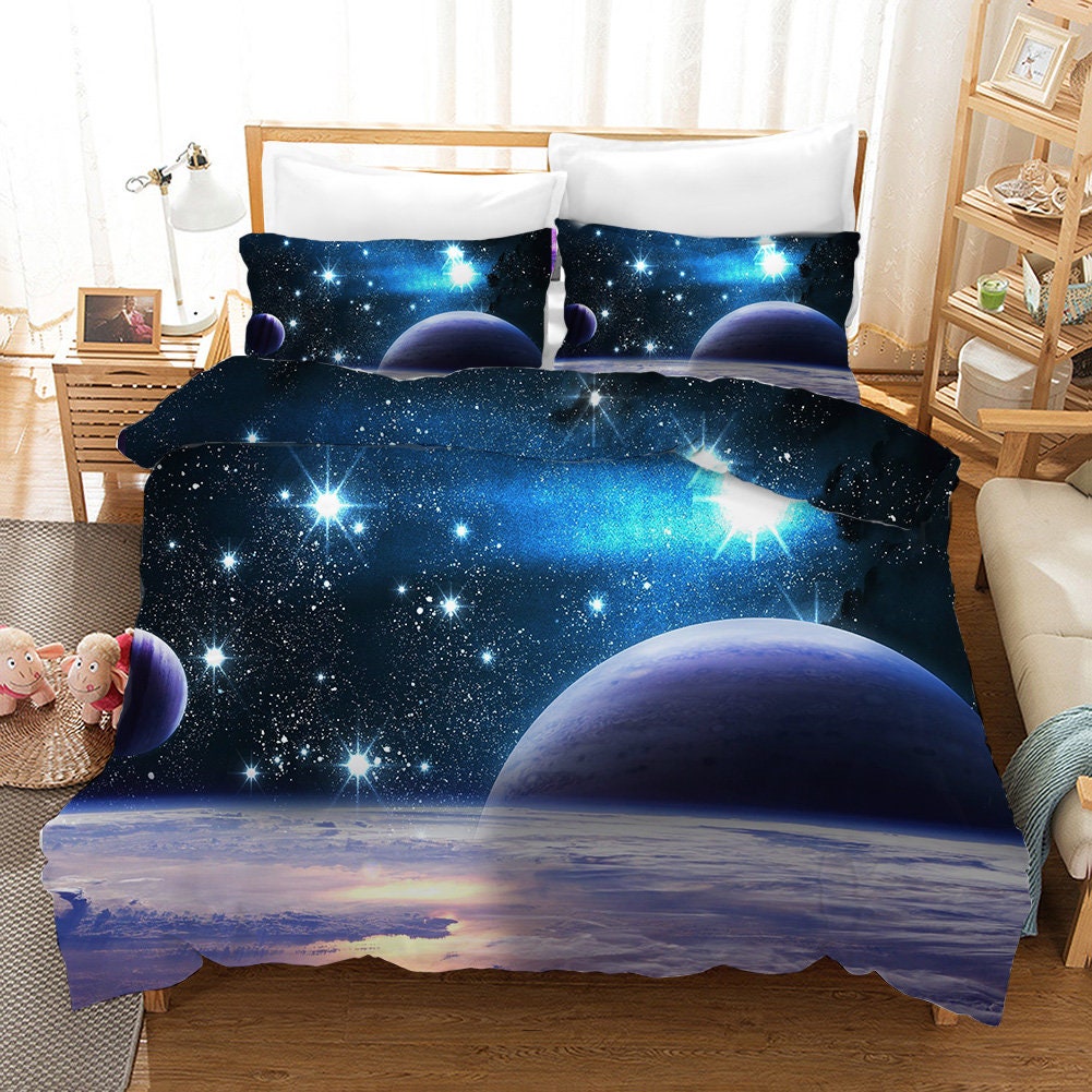 Galaxy Universe Duvet Cover King Decor Bedding Set Solar Etsy