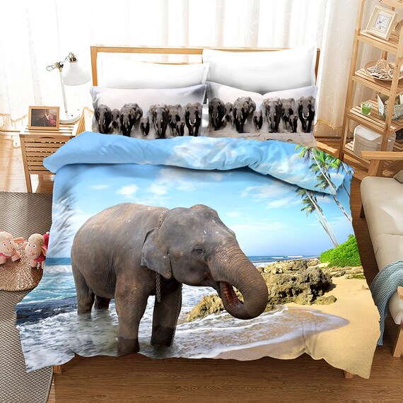 3piecec Elephant Duvet Cover Queen90x90 Inches Australia 3piecec Elephant Duvet Cover Queen90x90, Super King Size Elephant Bedding
