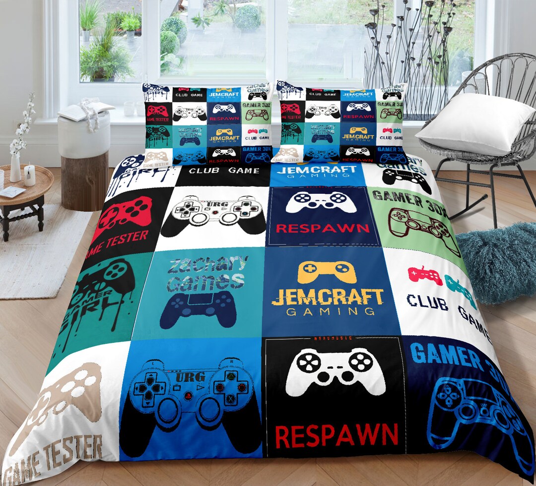 Gamer Bedding Set Full Size for Kids Boys Bedroom Gaming Bed Etsy