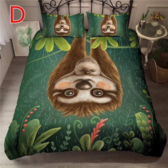 Faultier Bettwäsche Set lustige Tier Bettbezug Set Wildlife Etsy