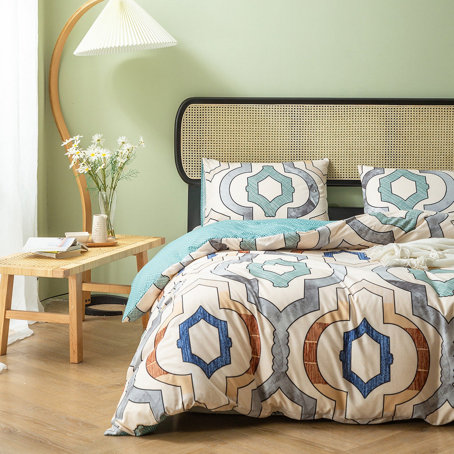 Duvet Cover Set Queen Reversible Printed Bedding Comforter Etsy