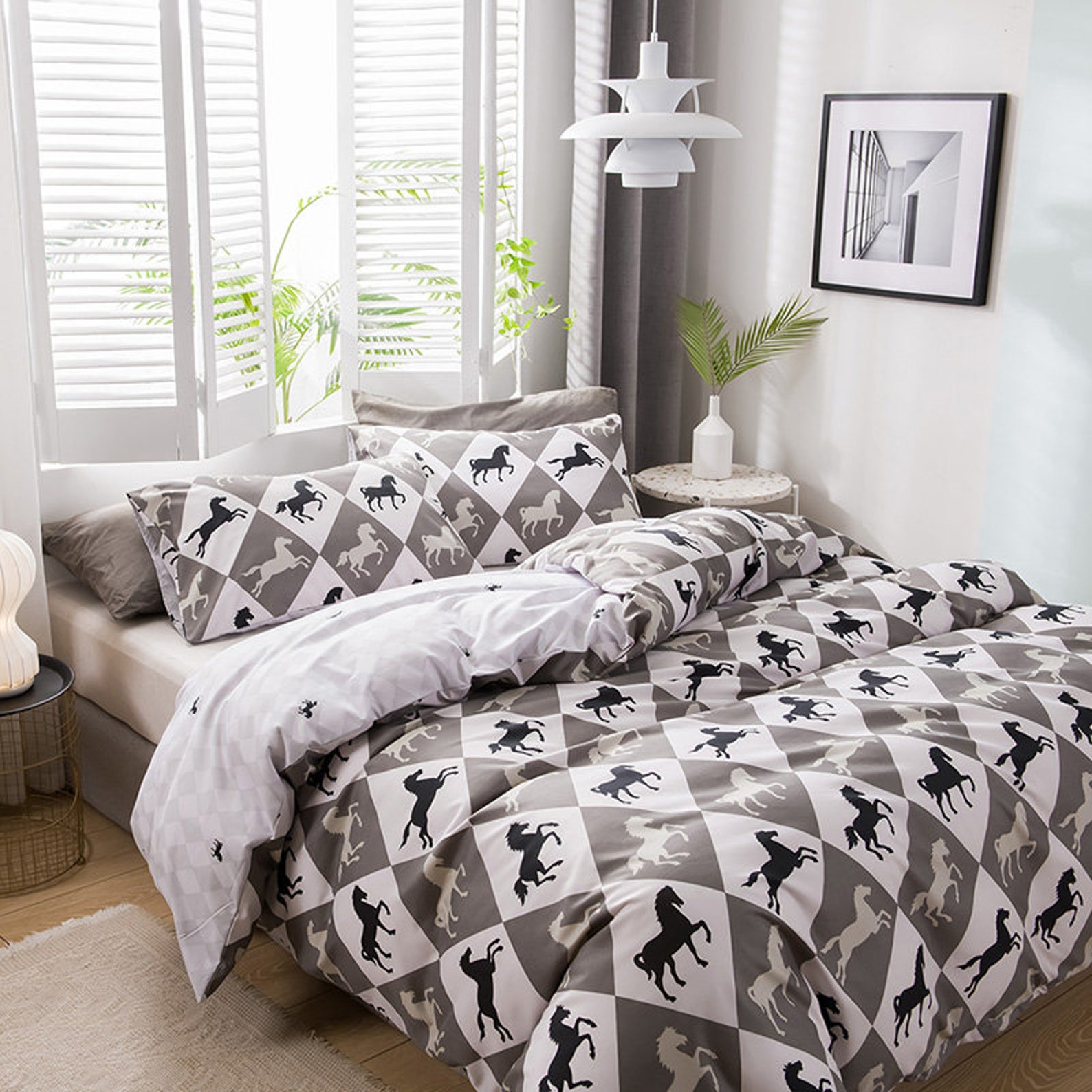 Horse Bedding Kids Girls Pretty Ponies Duvet Cover 3 Pieces Etsy
