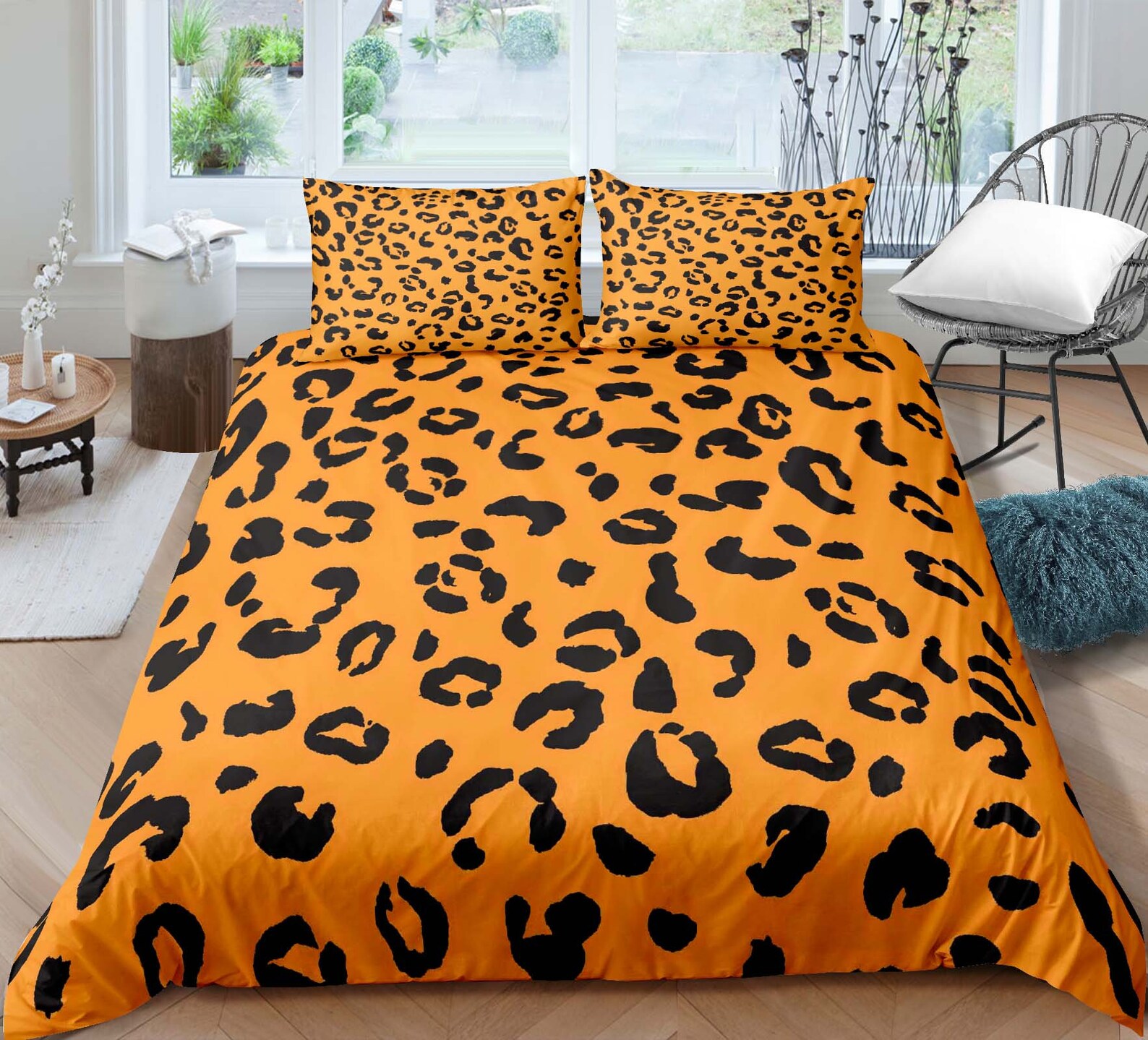 Black Brown Leopard Print Comforter Cover Set King Size Etsy