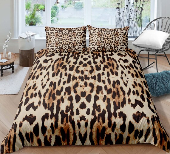 Leopard Print Bedding Queen Duvet Cover Set 3 Piece Leopard - Etsy Leopard Print Bedding Queen Duvet Cover Set 3 Piece Leopard - Etsy