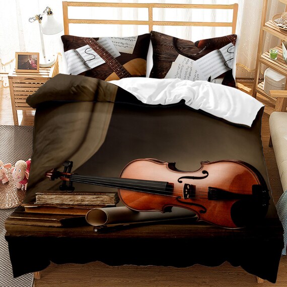 Music violin Piano Twin Full Queen King Size Bed Duvet/Quilt Cover Set Bedding
