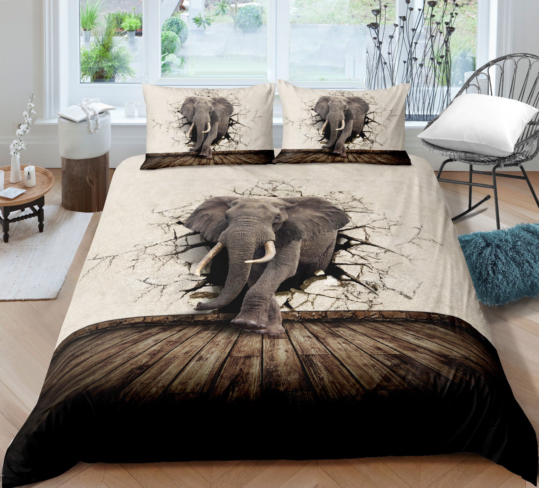 Elephant Mandala King Size Bed Bedding Set Duvet Quilt Cover And Pillowcases 
