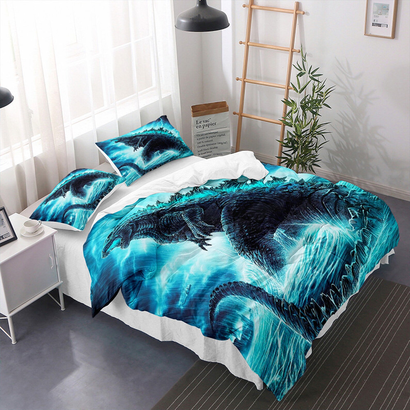 Godzilla Comforter Bed Sets Queen Sizescience Fiction Movies Etsy
