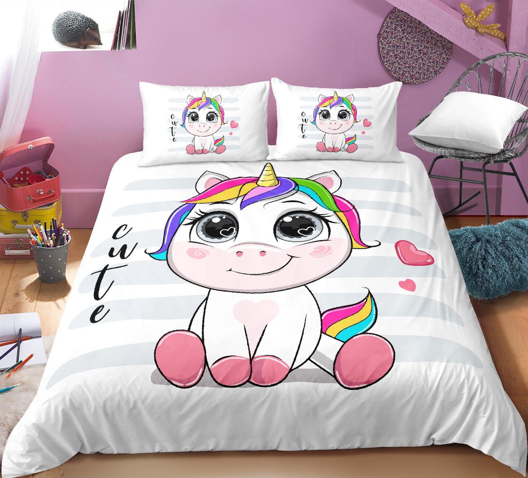 Unicorn Bedding Dreamy Sparkle Unicorn Bed Set Gifts for Kids Etsy UK