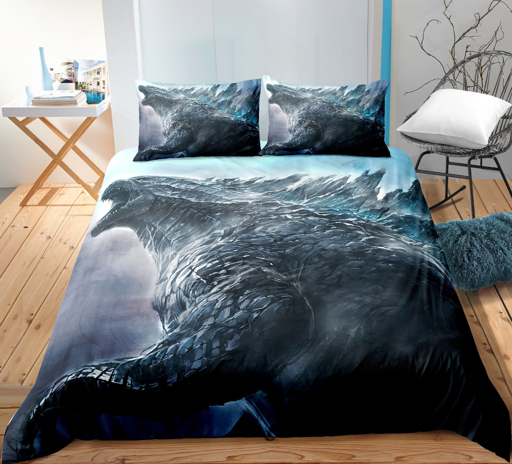 Godzilla Comforter Bed Sets Full Sizescience Fiction Movies Etsy UK