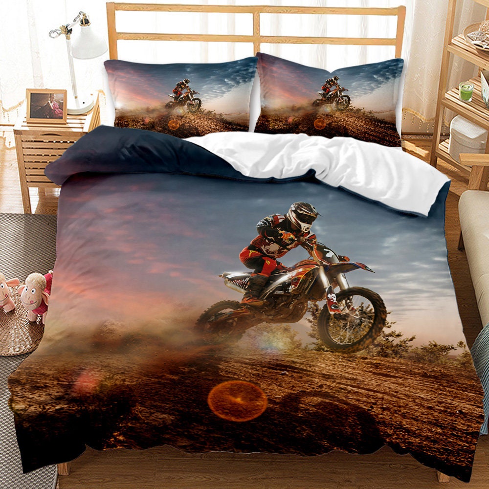 3D Speed Sports Dirt Bike Quilt Coverduvet Cover Sets Twin Etsy