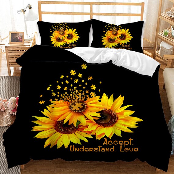 Sizeyellow Sunflowers Print Bedding Set 