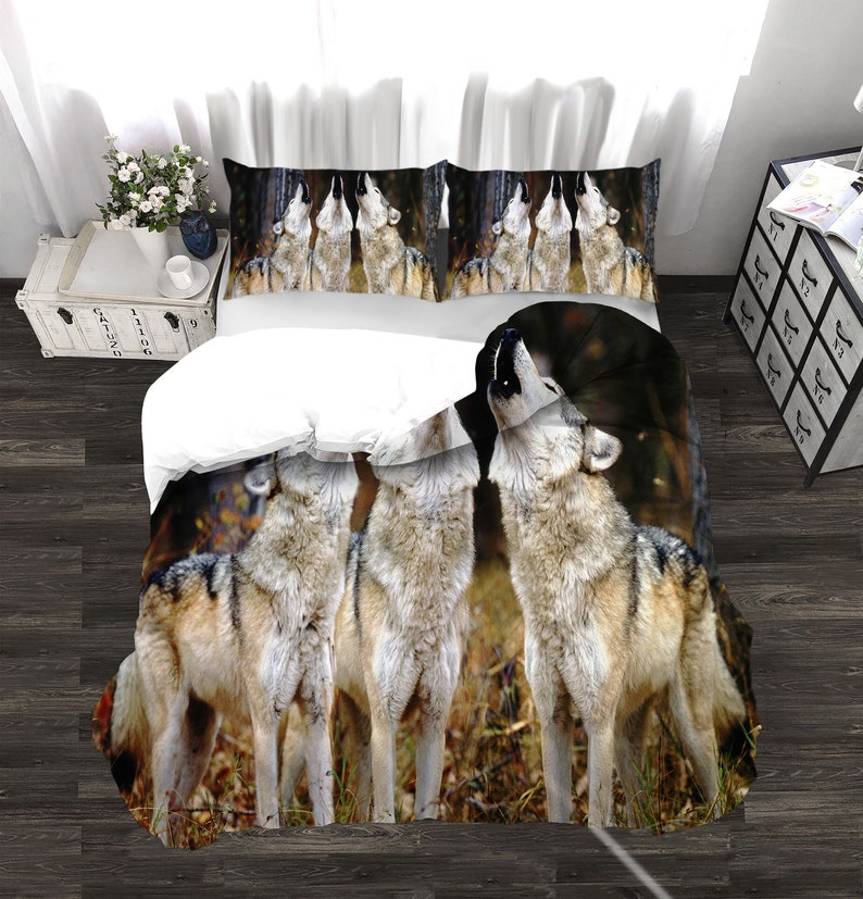 Brown 3D Wolf Comforter Set Queen Wolf Bedding Comforter Etsy