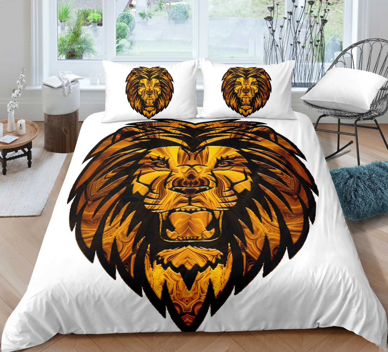 3D Lion Bedding Set Lion Duvet Cover Set 3 Piece Trendy Wild Etsy