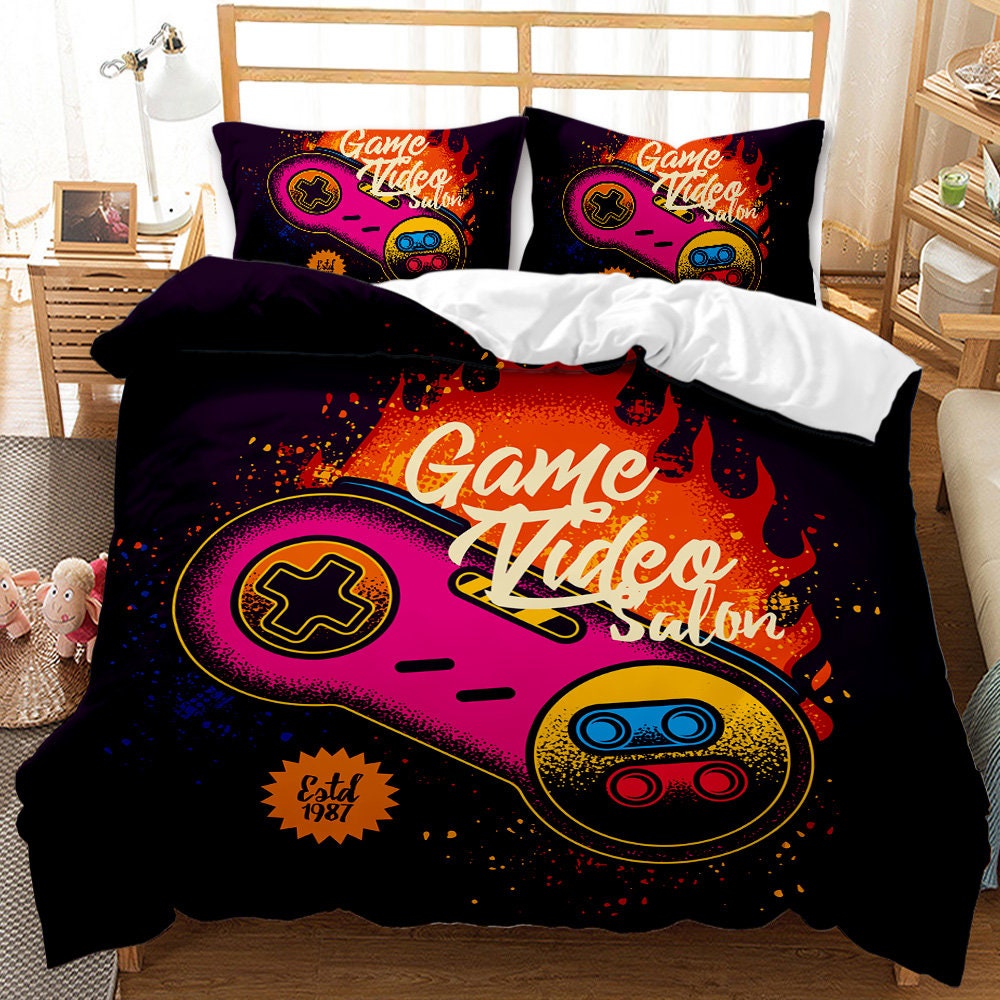 Youth Gaming Duvet Cover Modern Gamer Bedding Set Twin Size Etsy