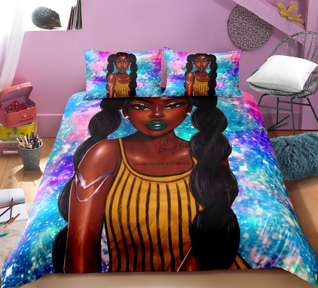 African Black Girl Bedding Queen Size 3D Ethnic Black Magical Etsy