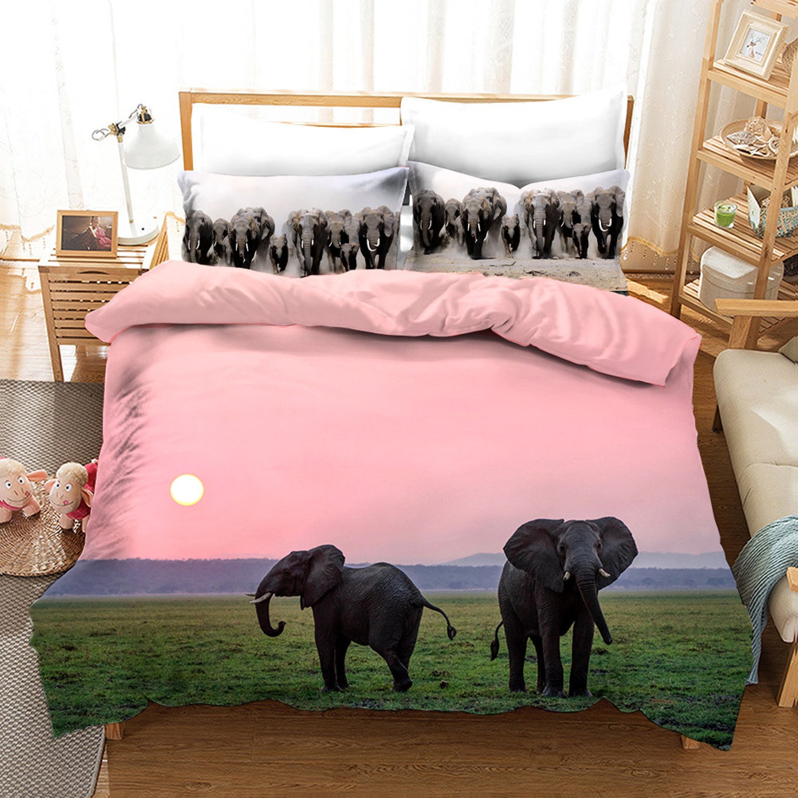 3D Elephants Bedding Set Kids Boys Girls Quilt Cover Soft Etsy