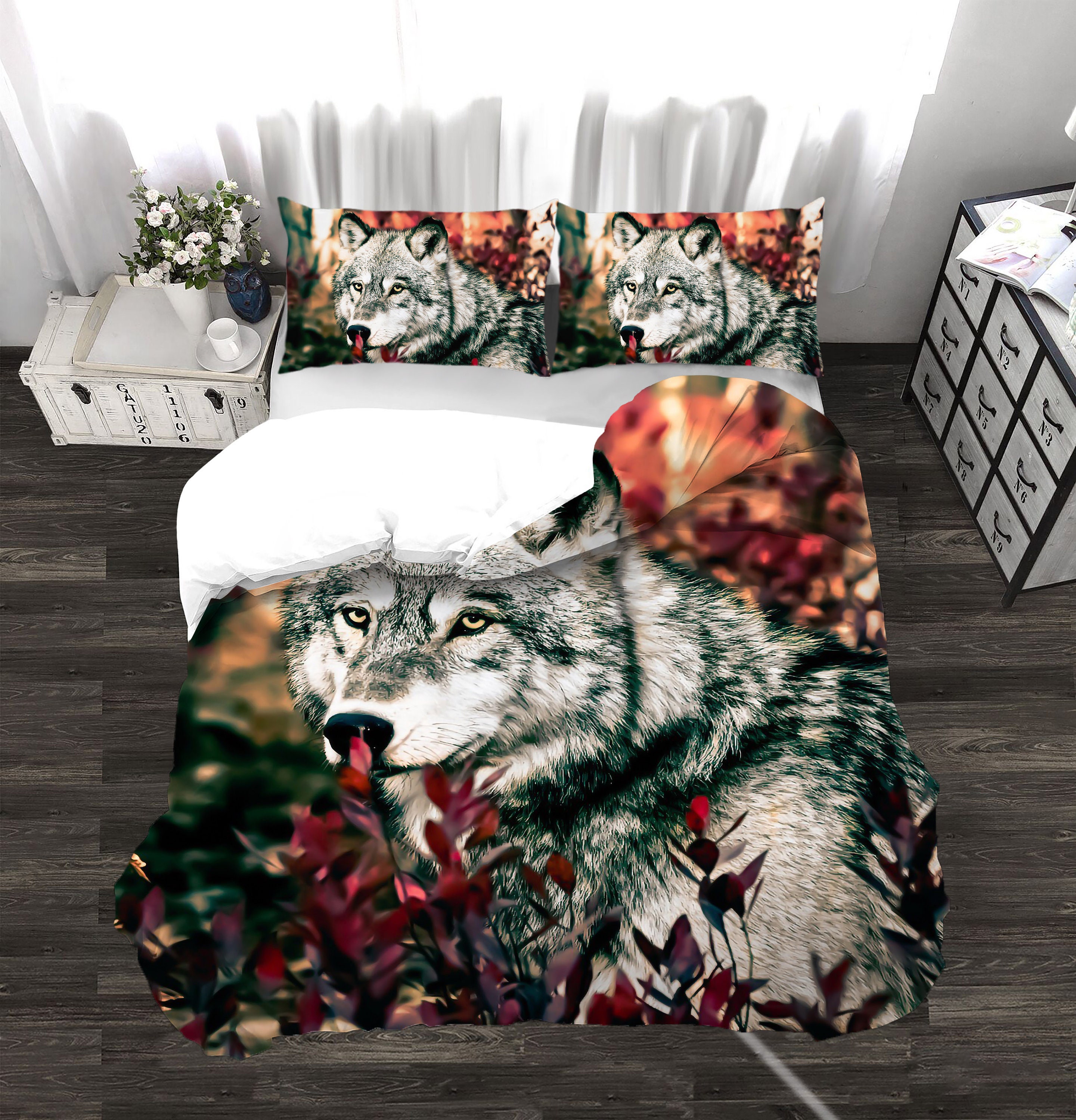 Wolf Comforter Cover Set 3 Pieces Wolf Bedding Twin With Etsy