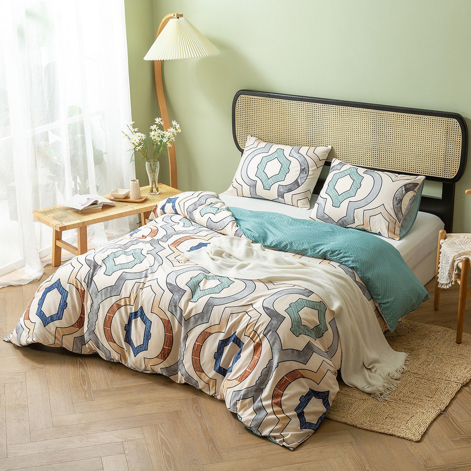 Duvet Cover Set Queen Reversible Printed Bedding Comforter Etsy