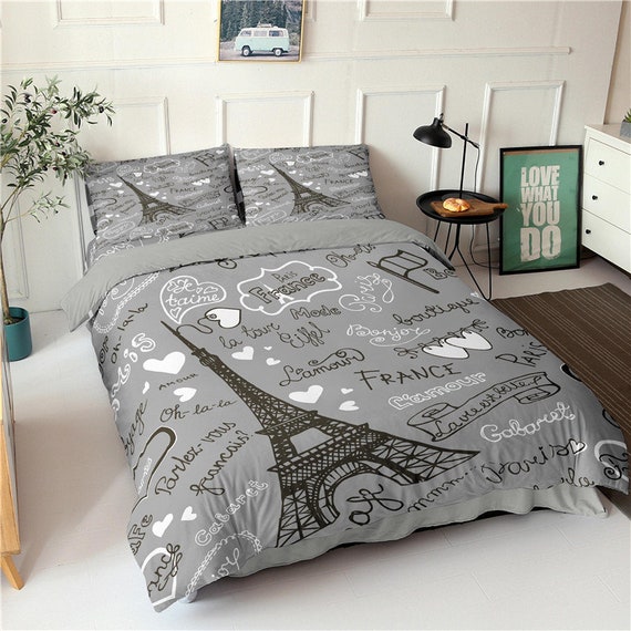 Ropa de cama Torre Eiffel Set completo Paris Queen Comforter - Etsy México