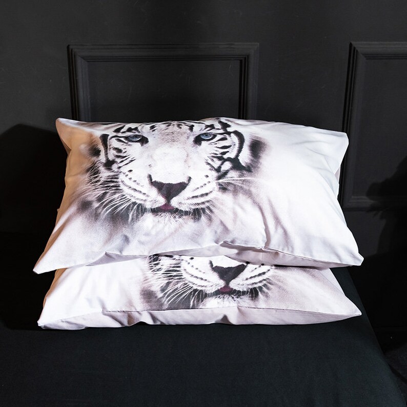 White Tiger Bedding Set Twin Full Queen King Size 3D Animal Etsy
