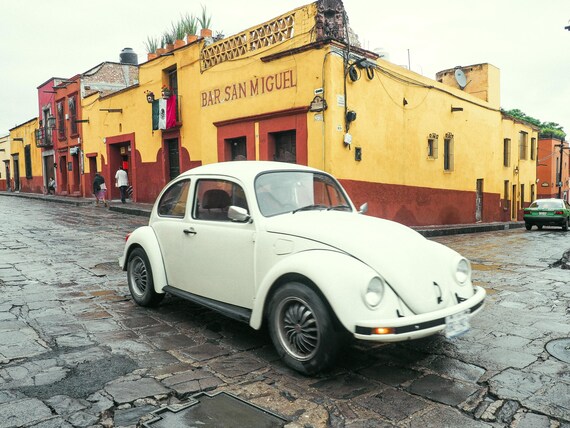 Volkswagen Beetle in San Miguel – Vintage Film Photography Print