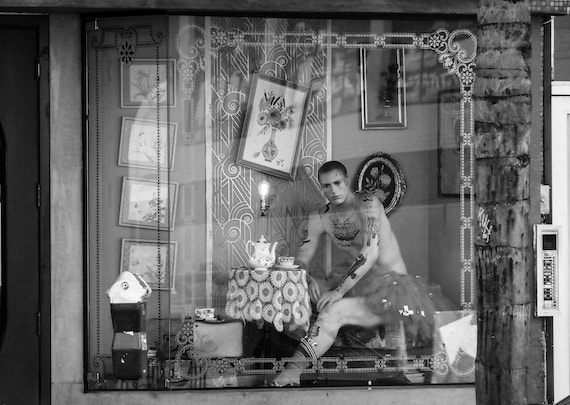 Tea in the Afternoon – Fine Art Street Photography, The Glass Between Series, Limited Edition B&W Film Print