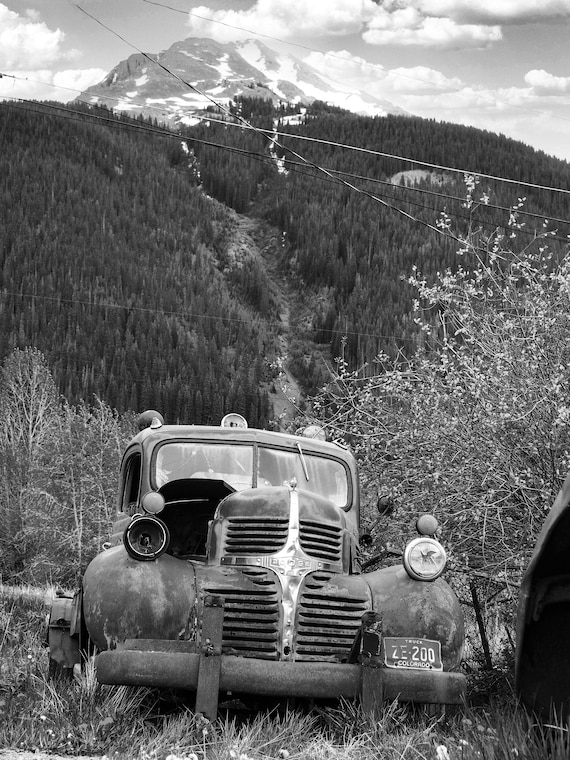 Abandoned old Dodge truck, Black and White Fine Art Photograph,  Wall Art, Home Decor, Contemporary Art, Fine Artworks