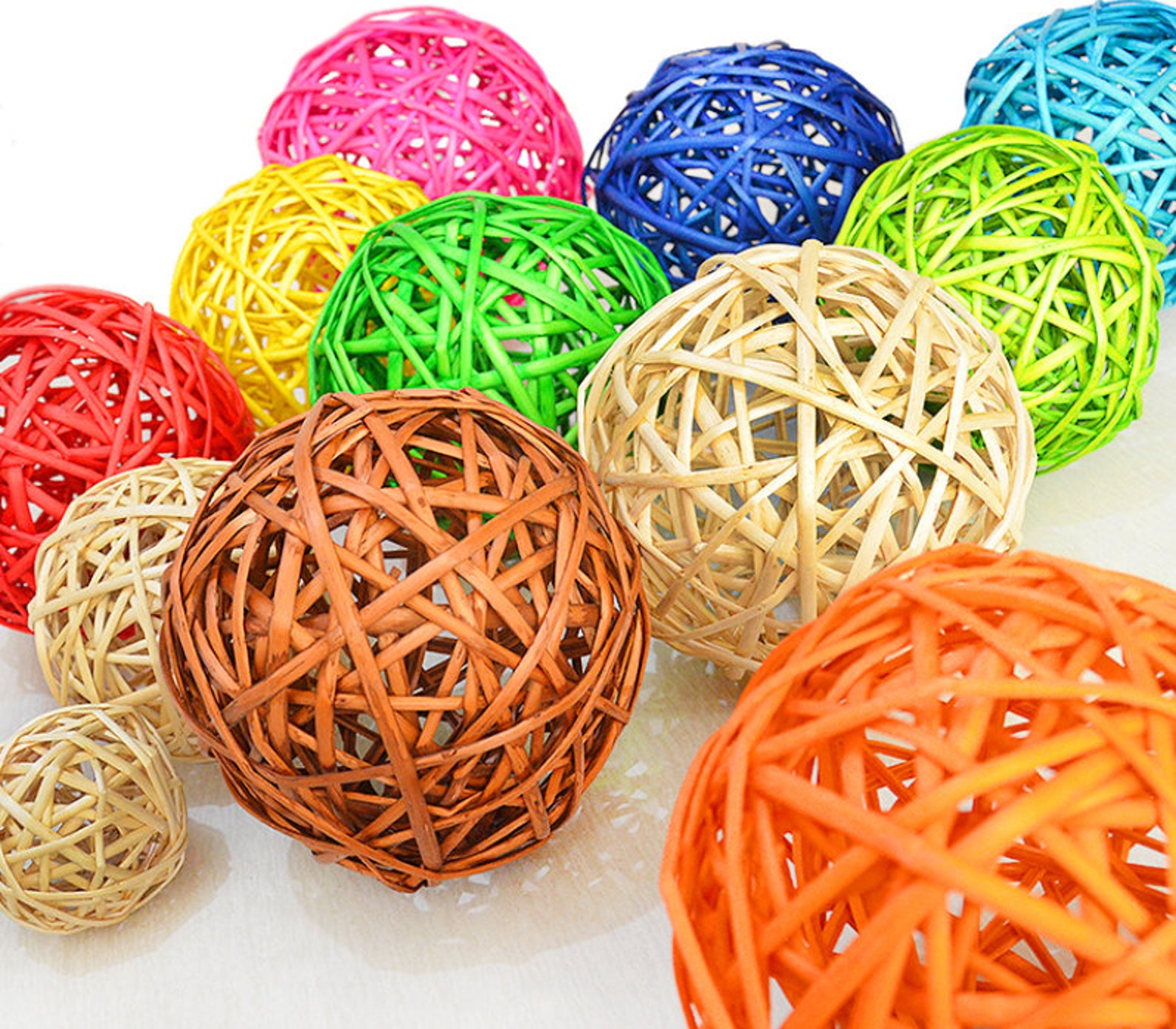 Wicker Rattan Balls Decorative Orbs Vase Fillers for Craft Etsy