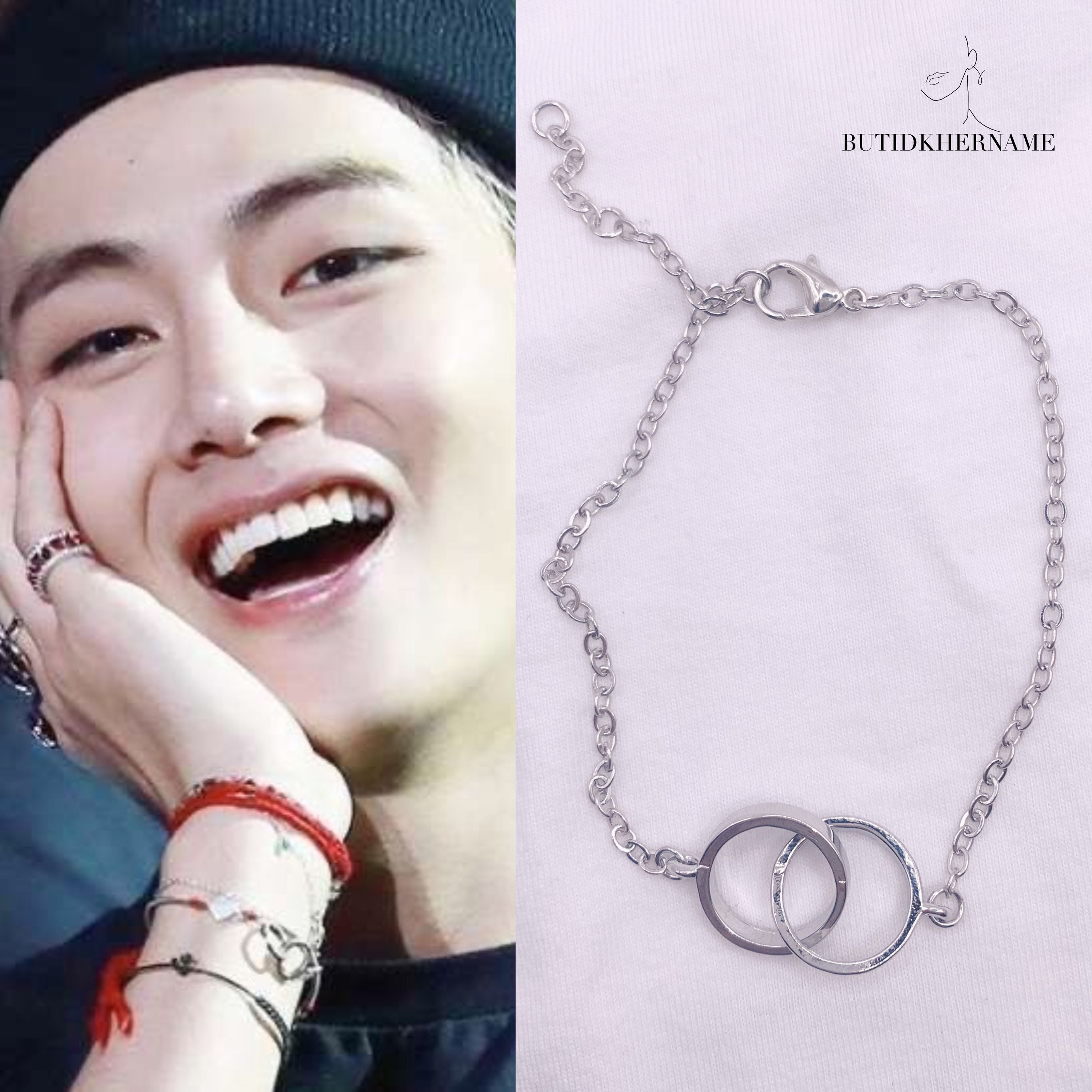 KPOP Idol BTS V Taehyung Surgical steel Simple Link Chain Bracelet Bangtan  boys