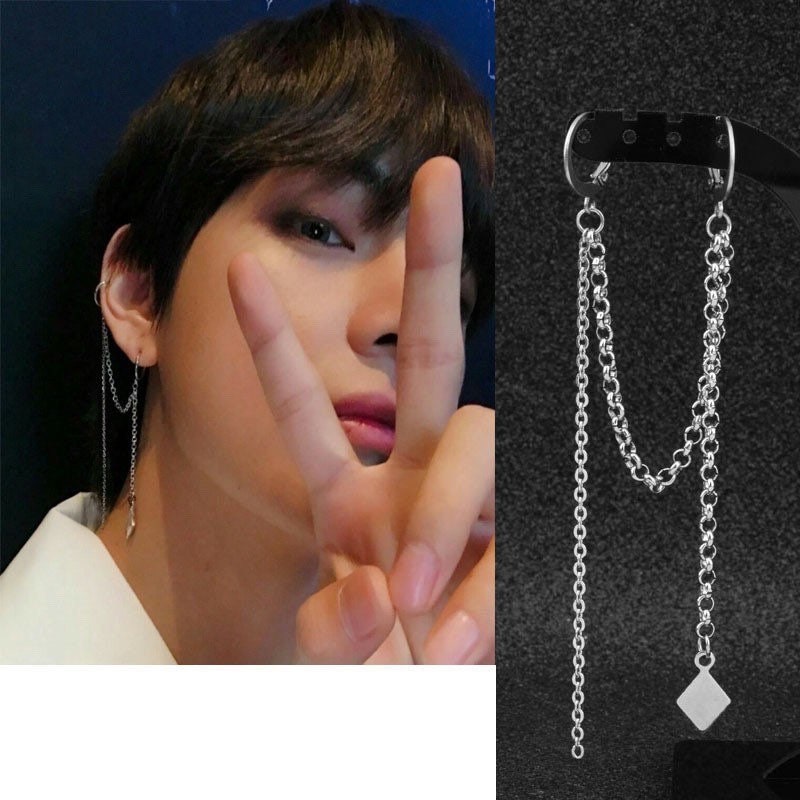 Bts V Taehyung Inspired Long Tassel Earrings Etsy Hong Kong