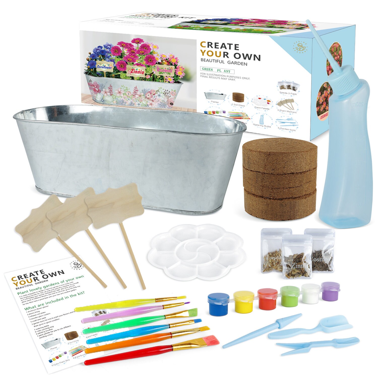Ushine Gardens Flower Growing Kit for Girls and Boys Ages 6 Zinnia