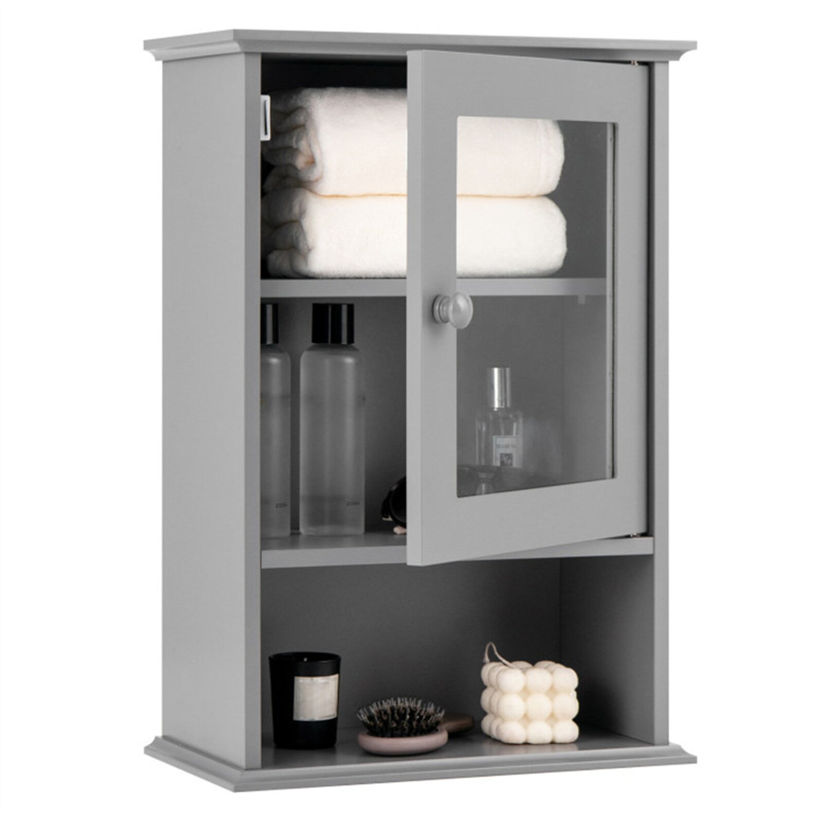 Bathroom Locker Gray Wall Cabinet, Grey Lacquer Wall Mount Cabinet With ...