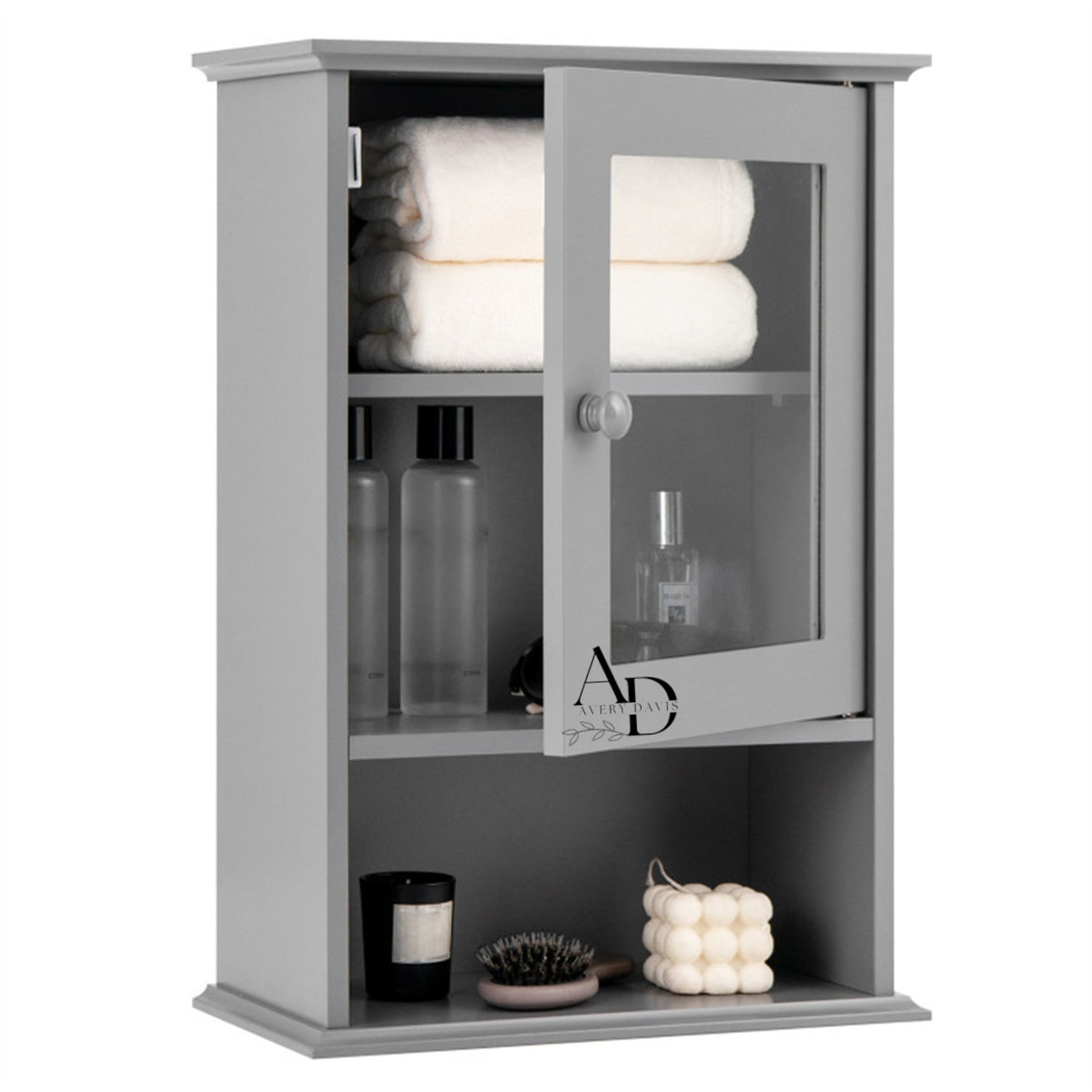 Bathroom Locker Gray Wall Cabinet, Grey Lacquer Wall Mount Cabinet With ...