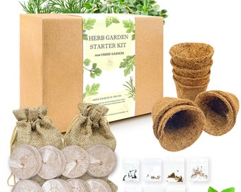 Pick 7 Herb Garden - Window Seed Starter Kit -Cedar Wood Indoor Outdoor Planter Box Pot for Kitchen Windowsill Patio -Organic Gardening Gift