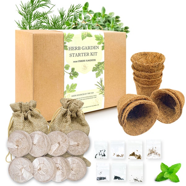 Pick 7 Herb Garden - Window Seed Starter Kit -Cedar Wood Indoor Outdoor Planter Box Pot for Kitchen Windowsill Patio -Organic Gardening Gift