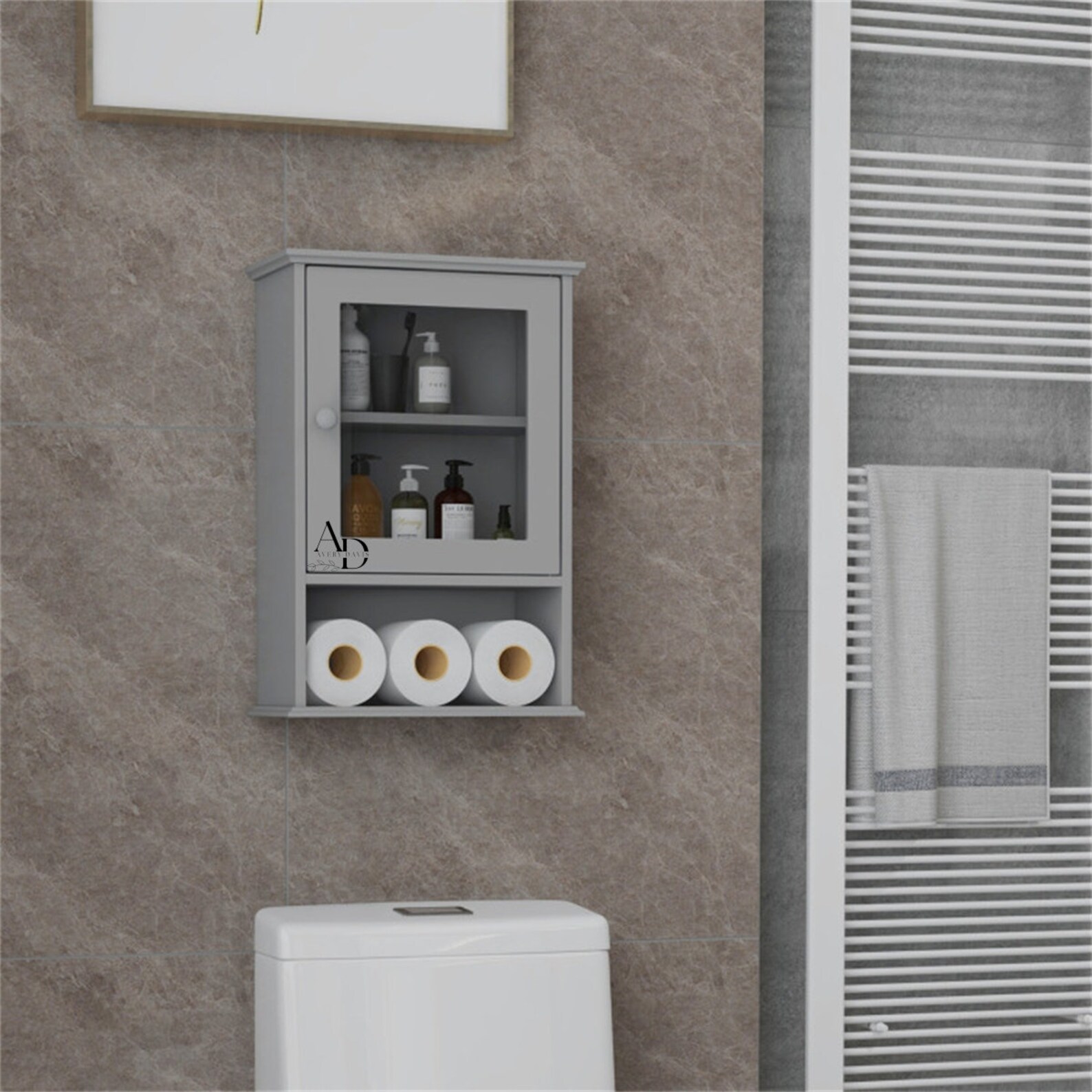 Bathroom Locker Gray Wall Cabinet, Grey Lacquer Wall Mount Cabinet With ...